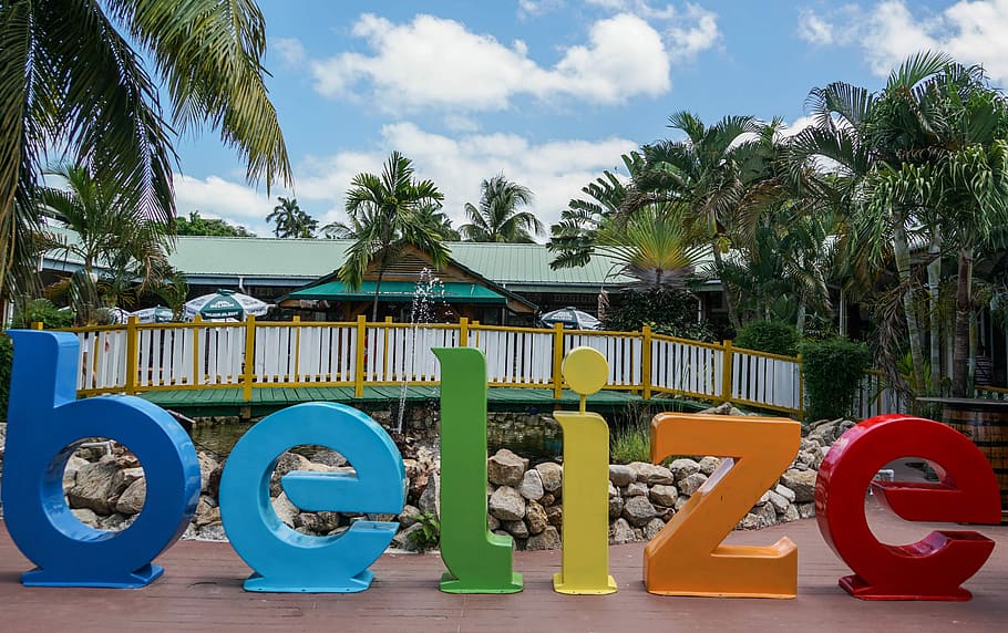 multicolored, free-standing, letters, daytime, Sign, Belize, Vacation, Holiday, Travel, caribbean