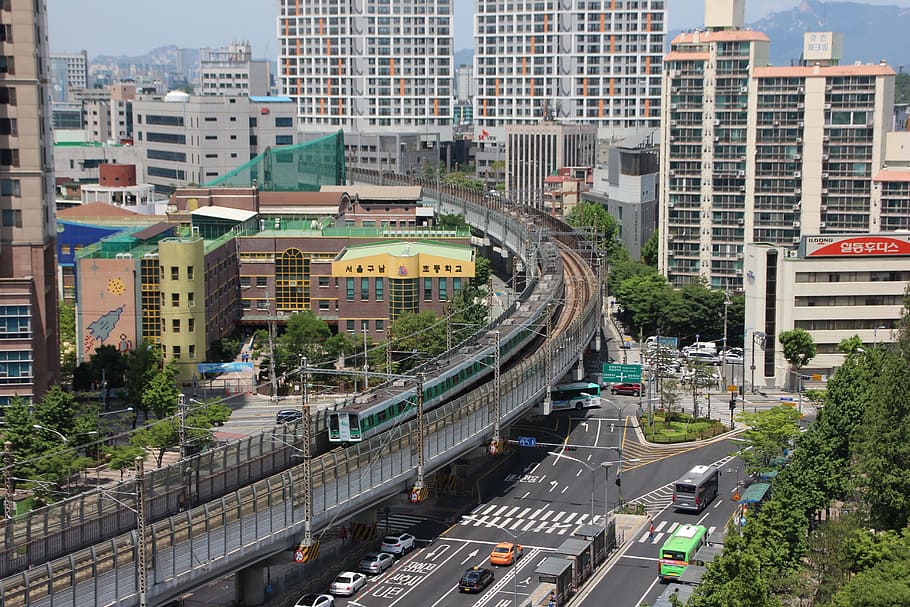 aerial, photography, city, Train, Subway, Republic Of Korea, south korea subway, transportation, railway, electric motors