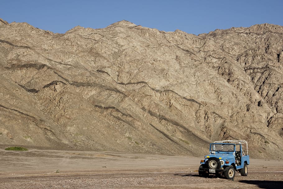 Egipto, Dahab, Montañas, Automóvil, Landcruiser, tracción total, 4 ruedas, panorama, paisaje, 4x4