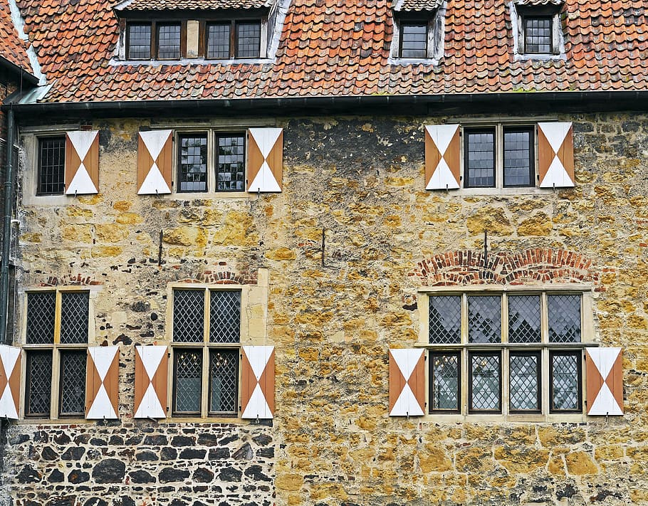 lüdinghausen germany, Burg Vischering, Lüdinghausen, Germany, historically, outer wall, stones, wasserburg, panel shops, historic preservation
