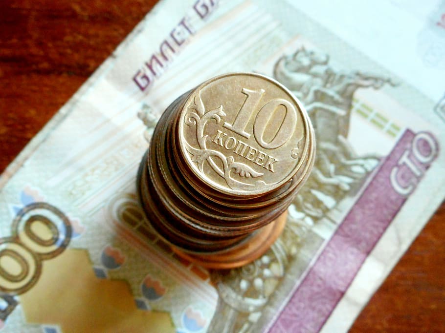 money, currency, coins, crisis, russian, cash money, cash, handful, trifle, kopek