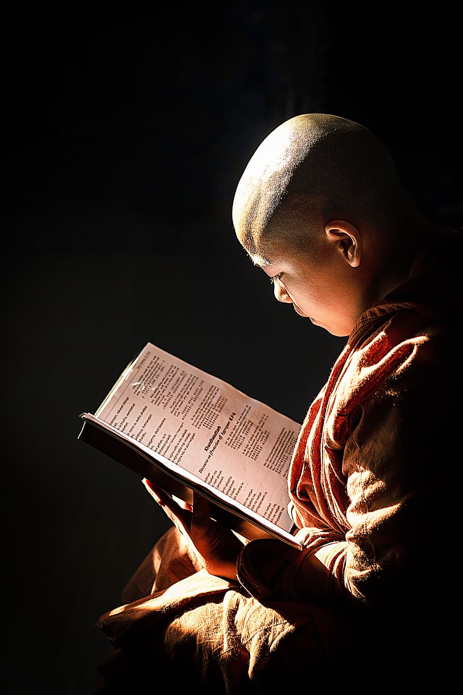 budismo theravada, samanera, novicio, budista, monasterio, lectura, monje, personas, canto, fe