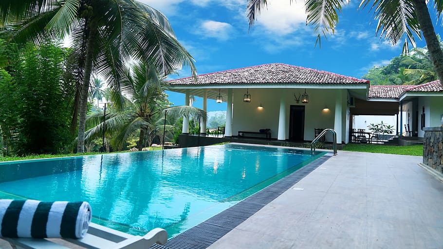 fotografi pemandangan, berenang, kolam renang, rumah, rumah bangsawan, Sri Lanka, hotel, kemewahan, liburan, resor wisata