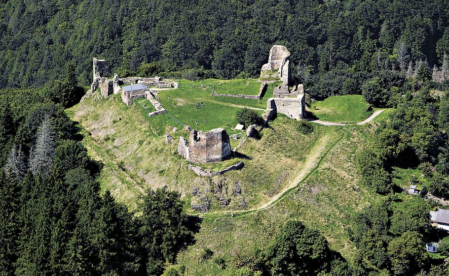 Castle, Lichnice, Aerial View, iron mountain, podhradí, czech republic, mountain, nature, landscape, architecture And Buildings