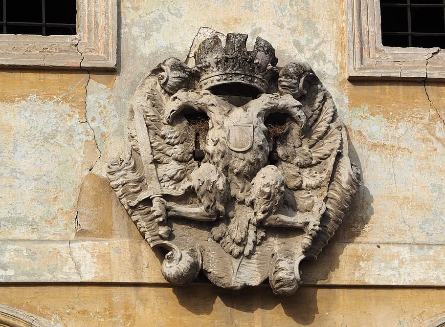 empire, double eagle, austria, coat of arms, k and k monarchy, old house, wall, hauswand, ornament, art and craft