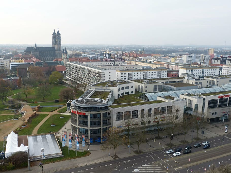 magdeburgo, saxônia-anhalt, vista, perspectivas, cidade, cidade velha, igreja, gótico, parque, galeria comercial