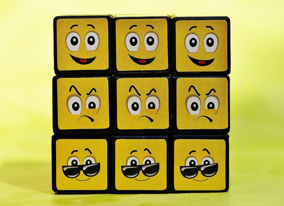 cube, smilies, various, funny, feelings, emoticon, mood, emotion, faces, cartoon