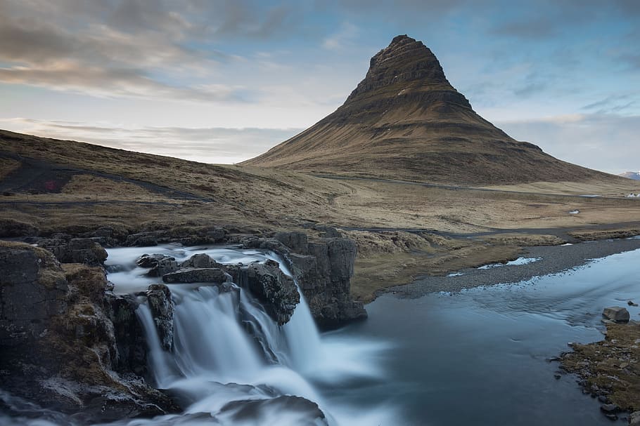 montañas, cascada, Impresionante, Islandia, naturaleza, paisaje, natural, salvaje, montaña, pintorescos
