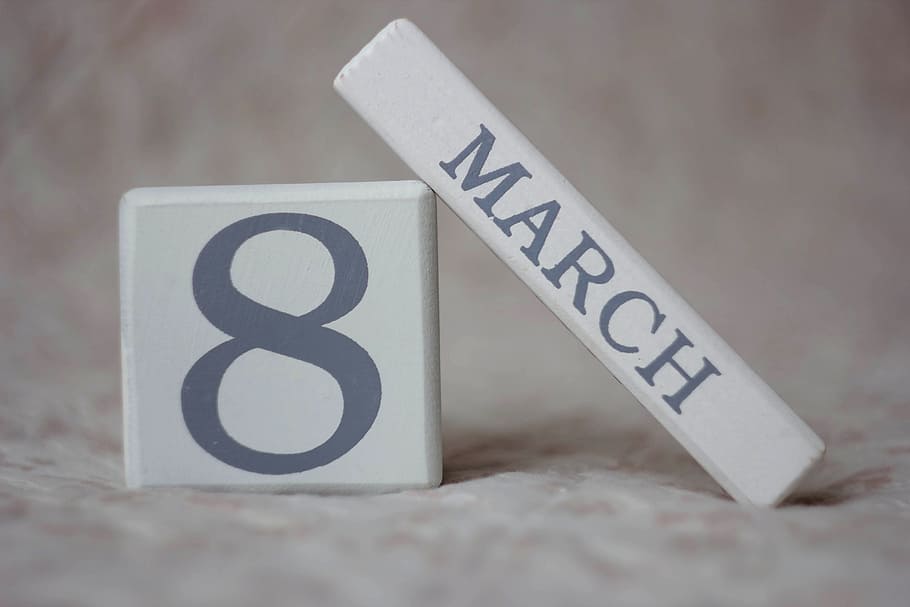 march 8 blocks, white, textile, march 8, women's day, calendar, interior, symbol, woman, element
