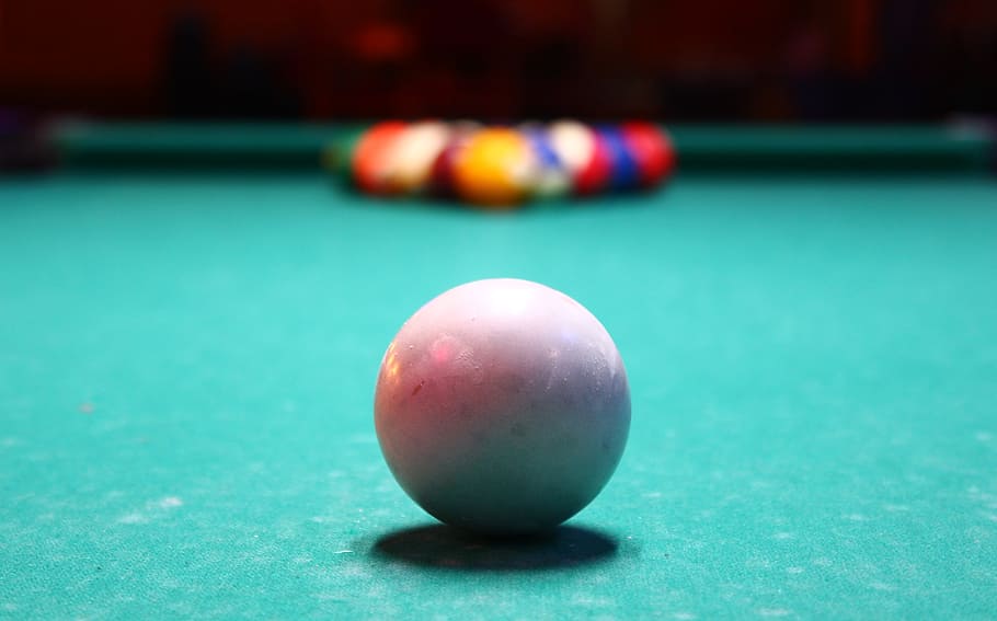 pool ball, table, pool, billiard, ball, sport, pool table, pool - cue sport, close-up, focus on foreground