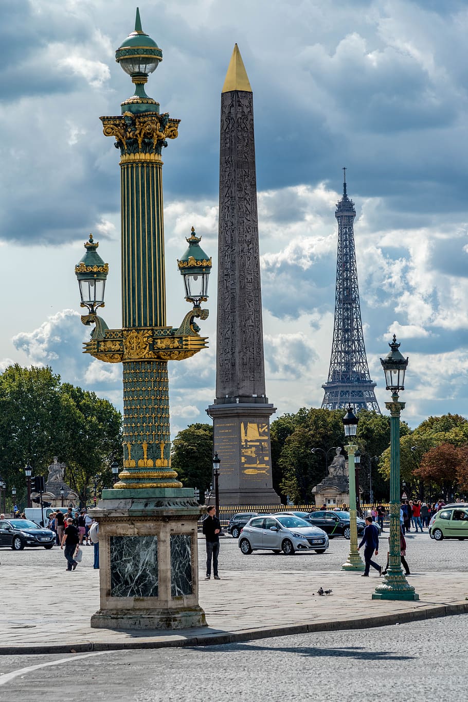 París, lugar, concordia, obelisco, torre Eiffel, arquitectura, estructura construida, cielo, destinos de viaje, exterior del edificio