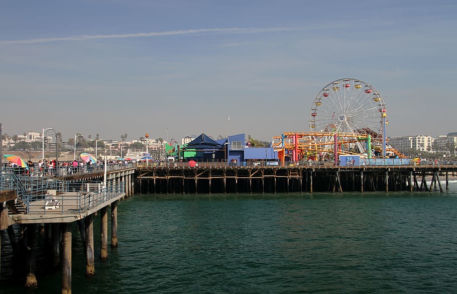 California, Pier, Santa Monica, Beach, santa monica, beach, tourism, usa, america, dock, fair