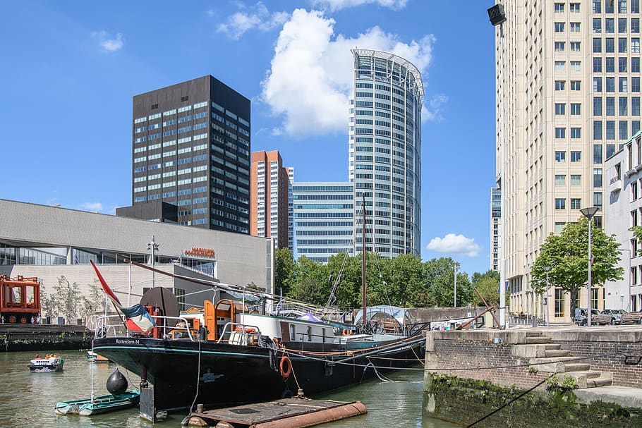 Rotterdam, ciudad, puerto, arquitectura, paisaje urbano, exterior del edificio, estructura construida, embarcación náutica, transporte, agua