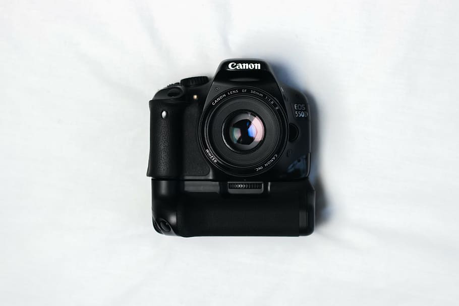 preto, Canon DSLR, punho da bateria, Canon, EOS, DSLR, câmera, lente, fotografia, retrato