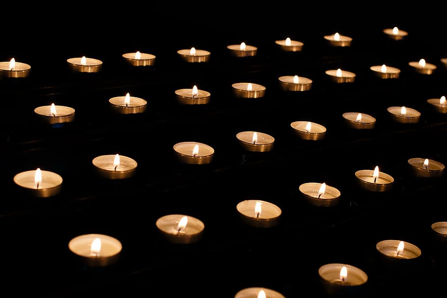 tealight candle lot, candle, memory, requiem, mourning, remembrance, dead, tragedy, it's a pity, the end