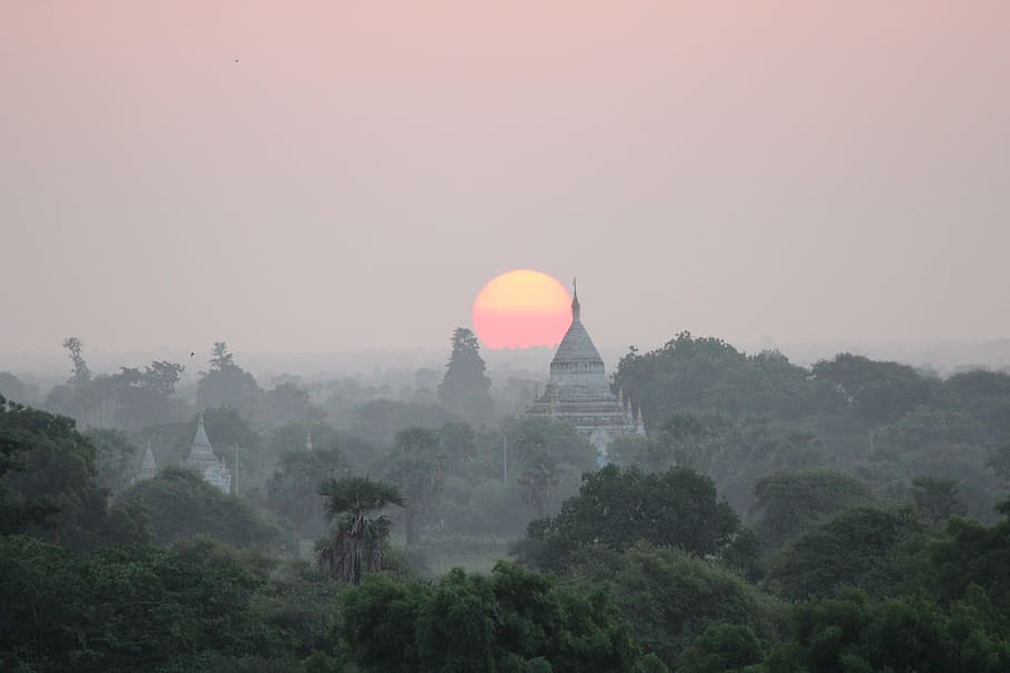 Bagan, Kuil, Tingkat, Matahari Terbit, Suasana Hati, tingkat kuil, morgenstimmung, pagi, matahari, morgenrot