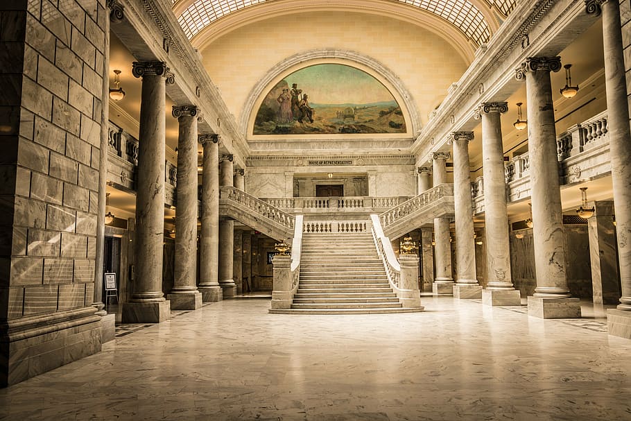architectural interior photography, capitol, city salt lake, utah, stairs, architecture, famous Place, history, architectural column, built structure