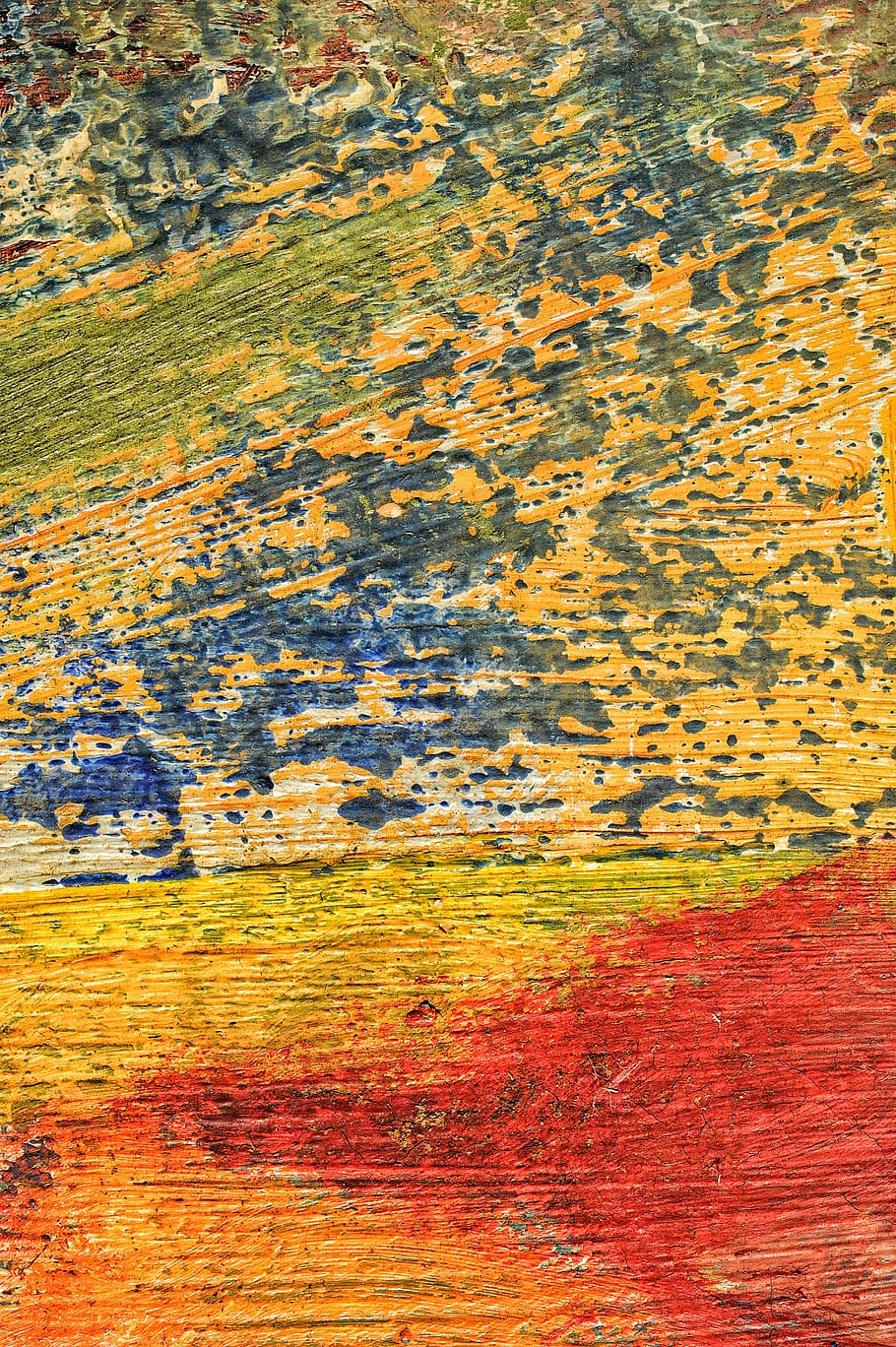 close-up photo, yellow, red, painted, wall, the framework, drawing, color, texture, paint