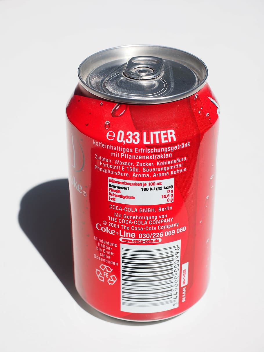 caja, dosis de cola, cola, bebida, marca, erfrischungsgetränk, coca cola, rojo, lata, marcas registradas