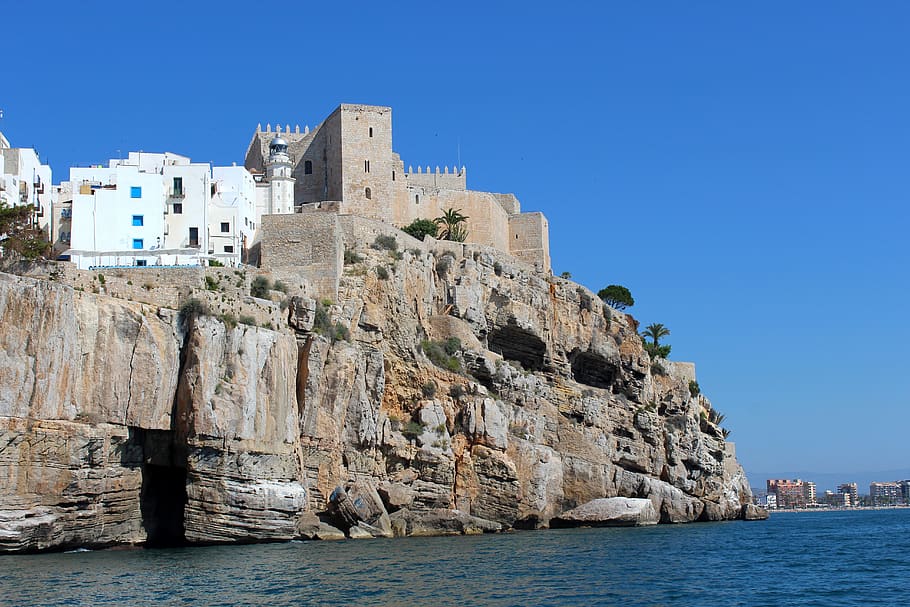 castillo, ciudad, mar, peñíscola, castellón, valencia, españa, turismo, arquitectura, mediterráneo