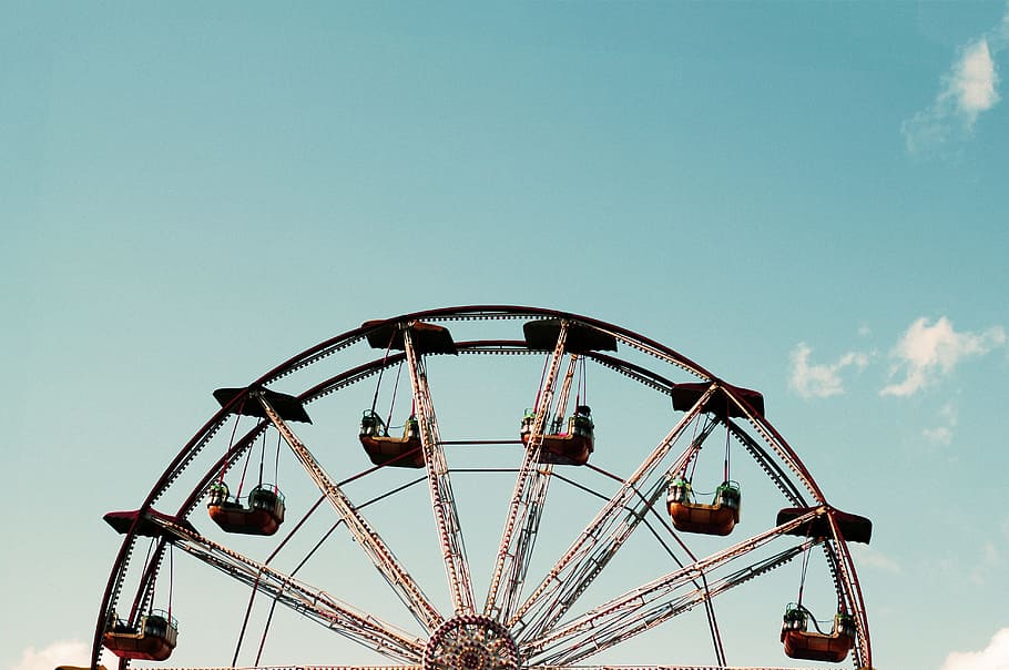 brown ferris wheel, ferris wheel, amusement park, wheel, amusement, ride, circle, carnival, festival, high