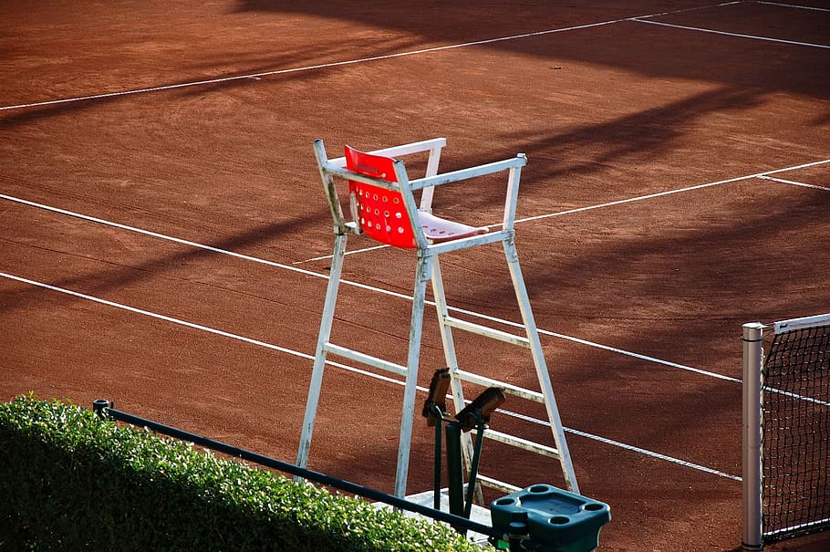tennis court, referee, chair, sun, lines, sport, high angle view, day, net - sports equipment, court