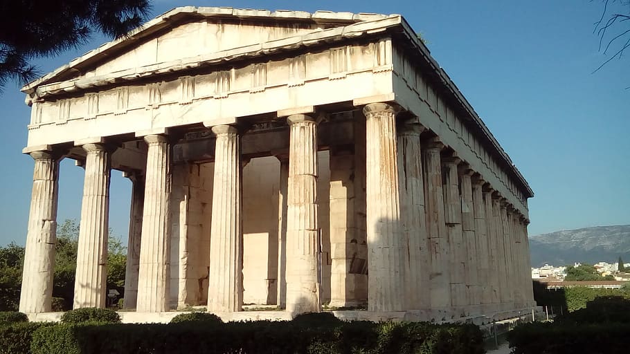 temple, hephaestus, ancient, agora, Temple Of Hephaestus, Ancient Agora, thissio, athena, architecture, architectural Column