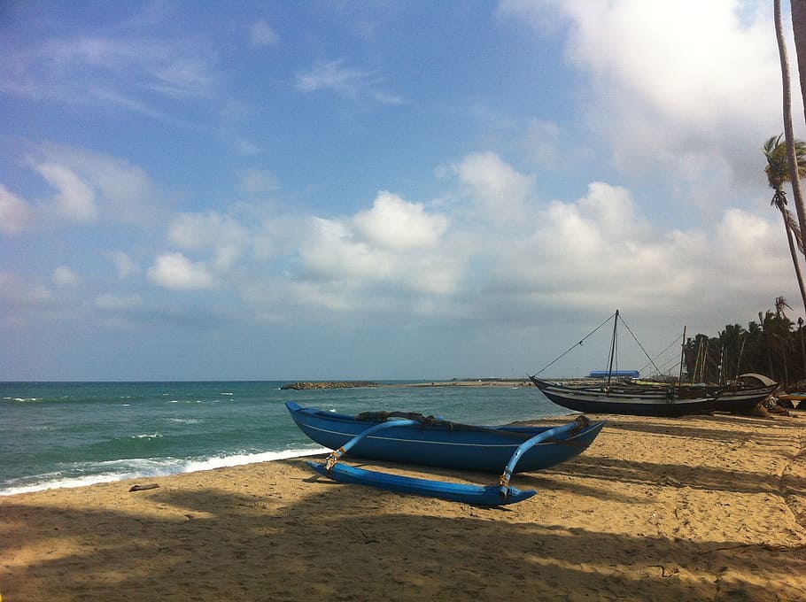 eastern coastal beach, afternoon view, sri lanka, beached boats, boats, ocean, sea, beach, seascape, sky