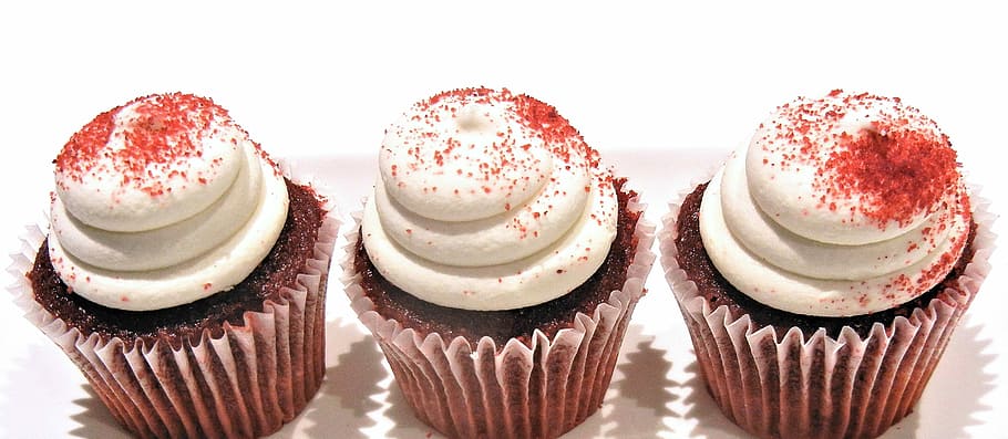 vermelho, cupcakes de veludo, veludo vermelho, cupcakes, açúcar, cupcakes de veludo vermelho, açúcar vermelho, sobremesa doce, cozido, comida