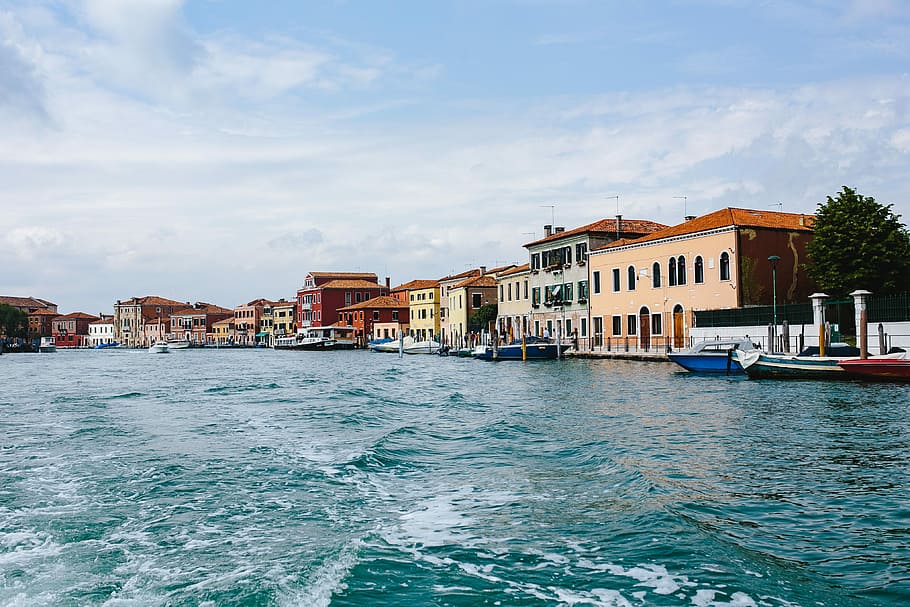 belo, colorido, ilha de murano, Murano, ilha, Itália, água, férias, arquitetura, edifícios