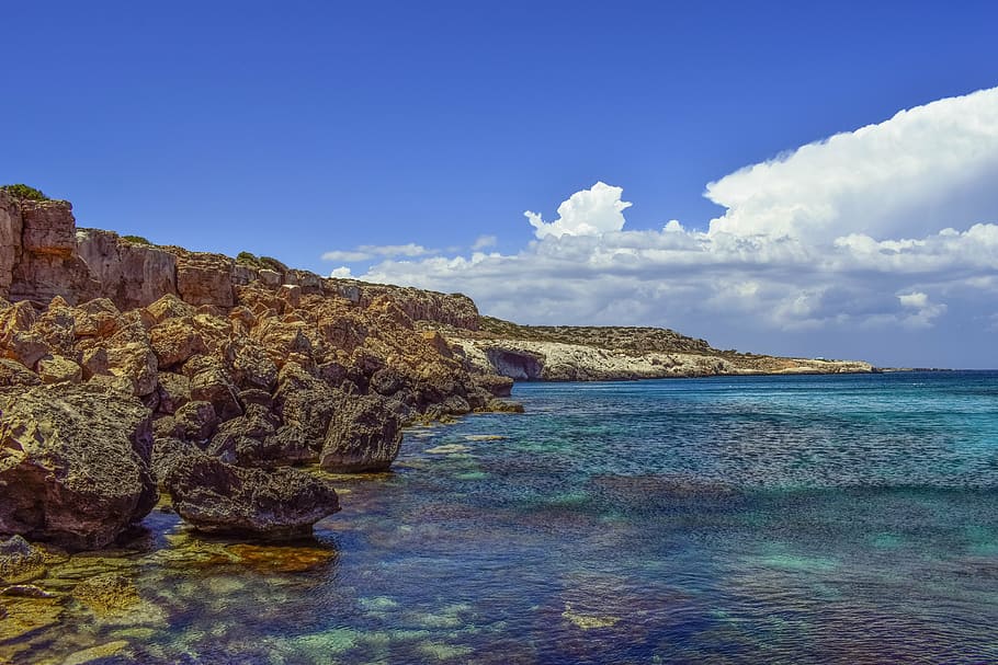 cyprus, cavo greko, mediterranean, blue, landscape, sea, coast, nature, island, shore