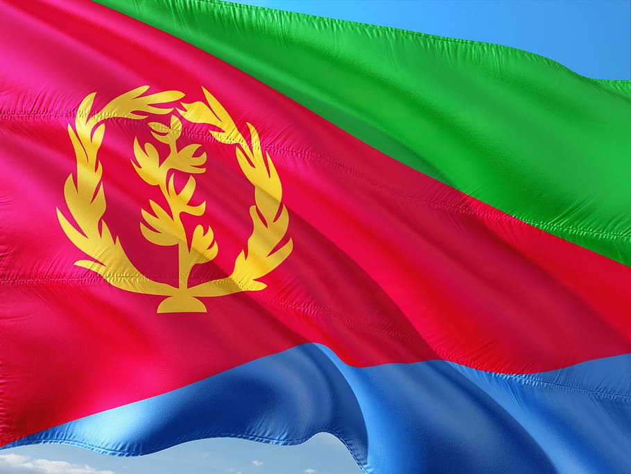 international, flag, eritrea, north west, sudan, red, multi colored, blue, holiday, nature