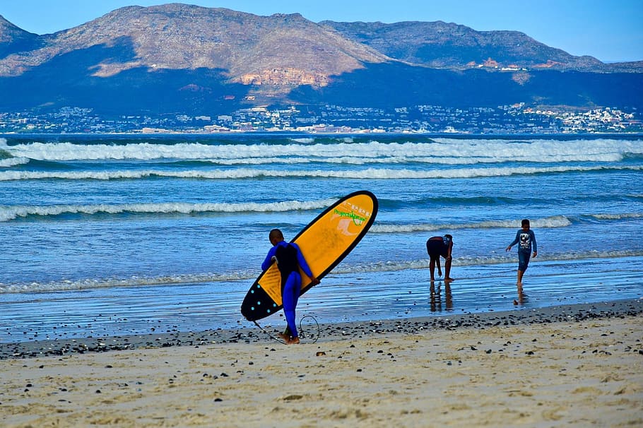 서핑, muizenberg, 서퍼 코너, 파도, 바닷가, 남아프리카, 케이프 타운, 서퍼, 서핑 보드, 수상 스포츠