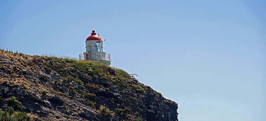 Lighthouse, Otago, New Zealand, Rock, south island, landscape, schroff, steep, building exterior, architecture