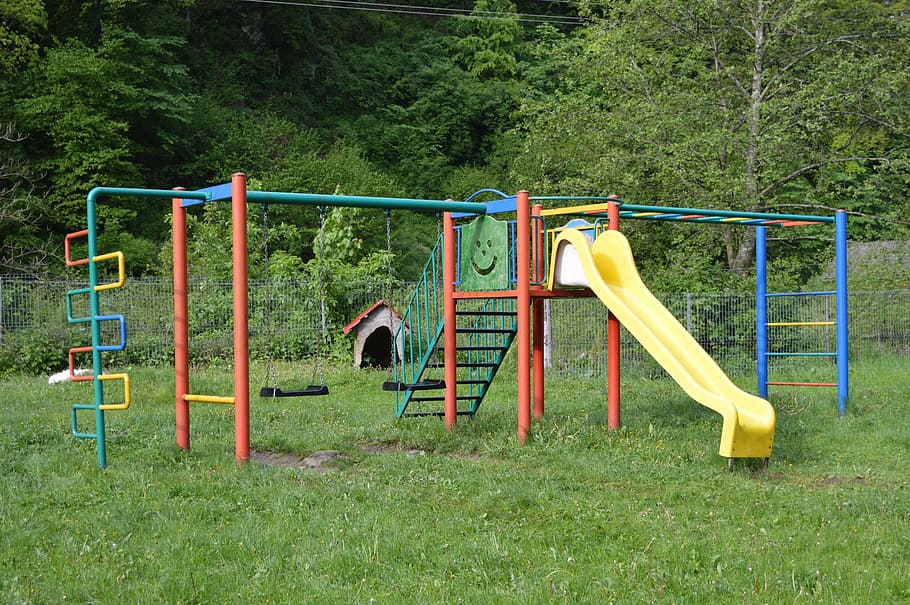 playground, nature, green, slide, sport, fun, outdoors, playing, park - Man Made Space, child