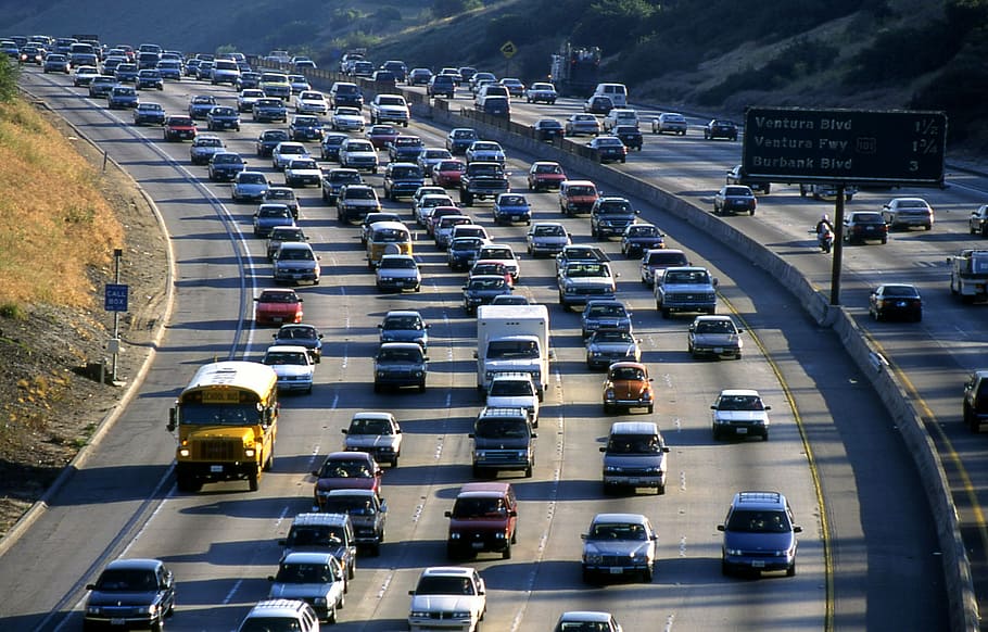 coches, corriendo, carretera, los angeles, tráfico, camino, california, Transporte, modo de transporte, automóvil
