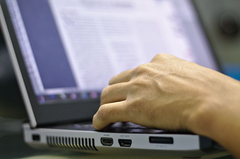 person using laptop, computer, technology, programming, informatics, human hand, human body part, hand, computer equipment, business