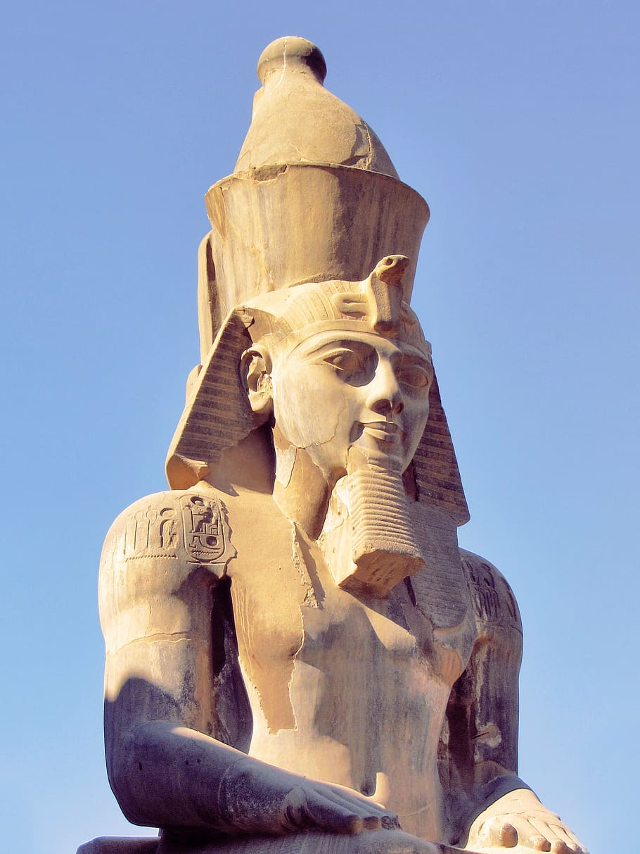 closeup, photography, pharaoh statue, daytime, egypt, pharaoh, ramses, old, monument, stone
