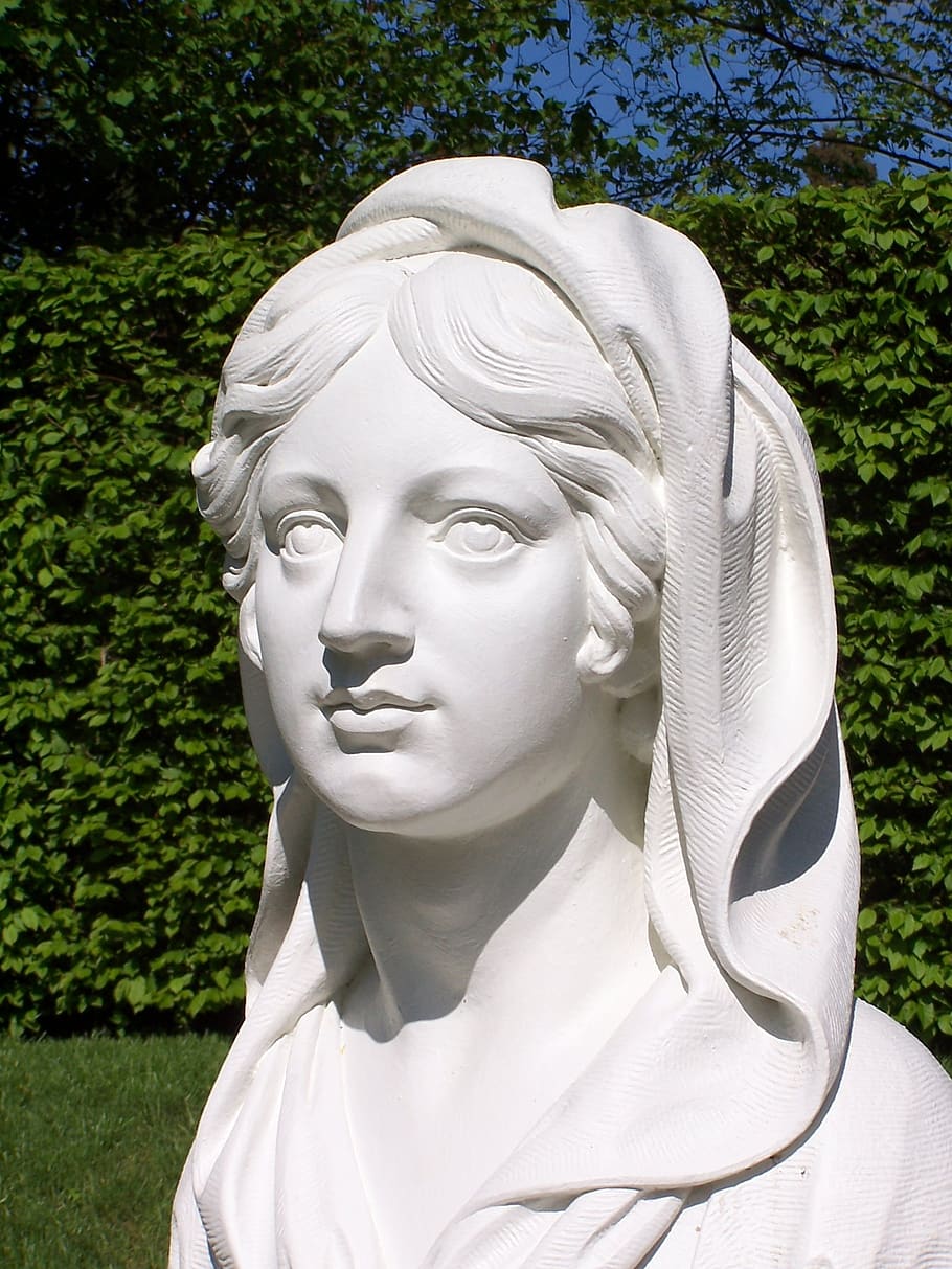 escultura, piedra, estatua, figura de piedra, escultura de piedra, arte, mujer, cabeza, blanco, hermosa