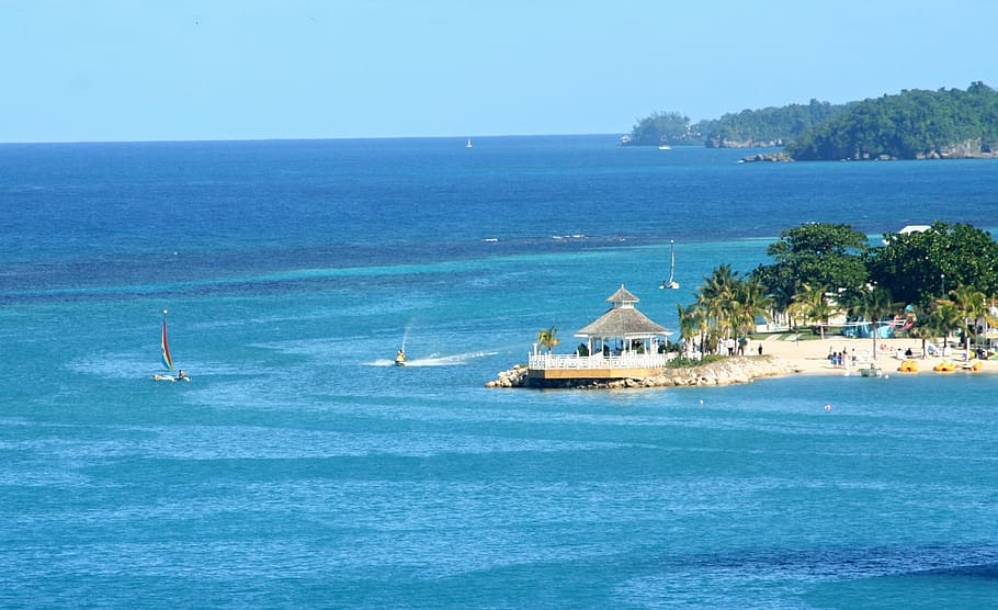 beach resort, daytime, holiday, tropical holiday, sea, ochos rios, jamaica, landscape, island, water