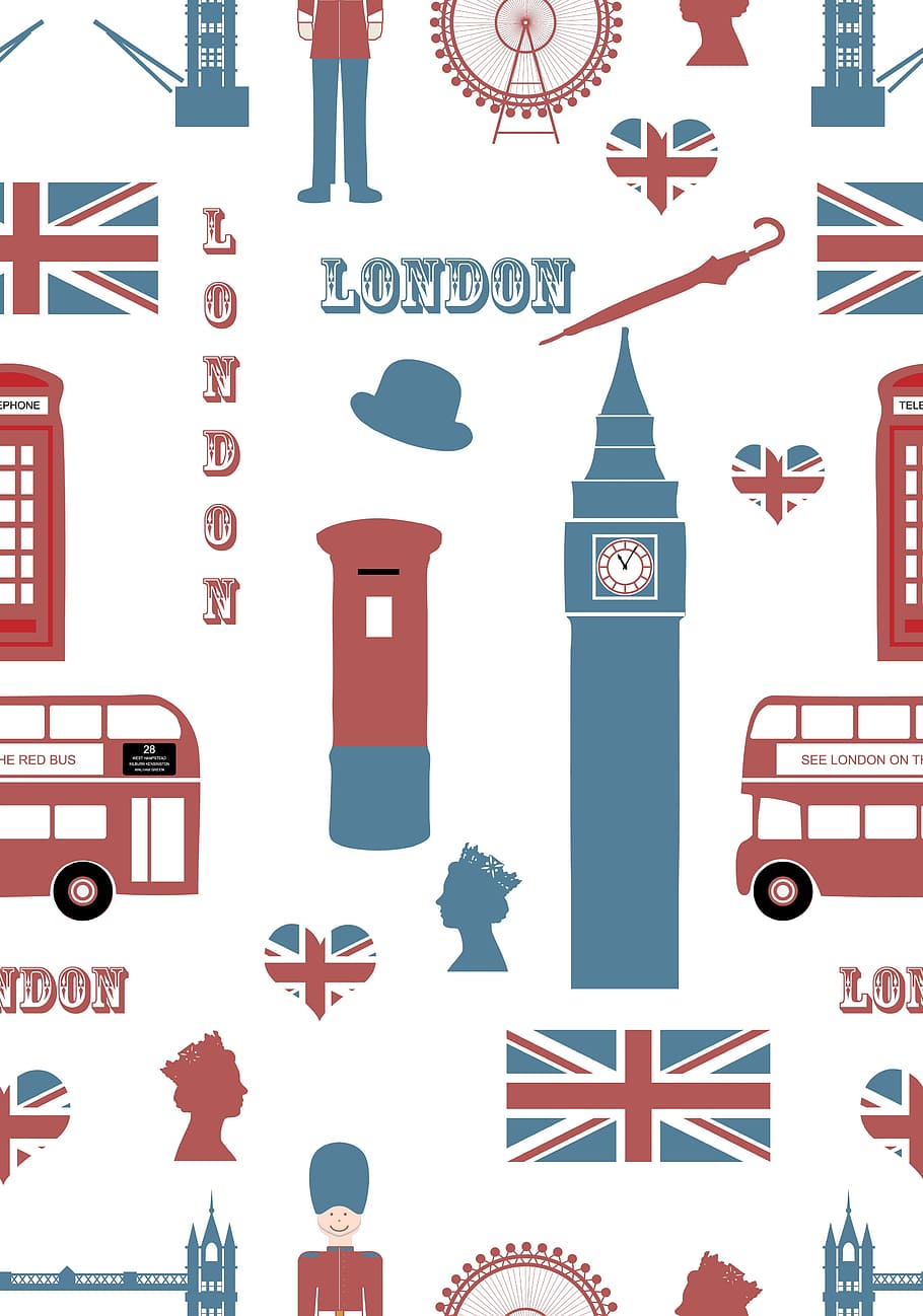 etiqueta de puntos turísticos de Londres, Londres, iconos, símbolos, punto de referencia, fondo de pantalla, fondo, papel, viaje, diseño