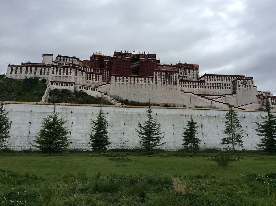 tibet, istana potala, alam, istana, potala, langit, bangunan, arsitektur, pariwisata, biru