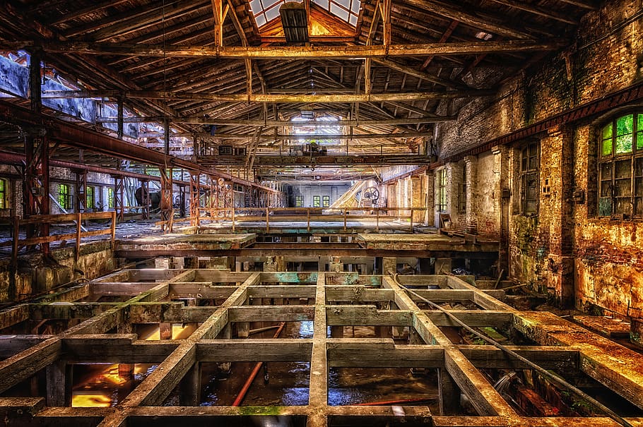hall, factory, industrial hall, ruin, abandoned, pforphoto, factory building, industrial plant, building, mood