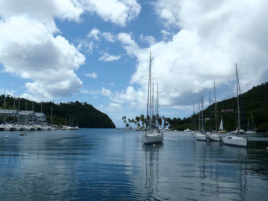 saint lucia, caribbean, Saint Lucia, Caribbean, english-speaking caribbean, boat, sailboat, catamaran, sea, browse, port