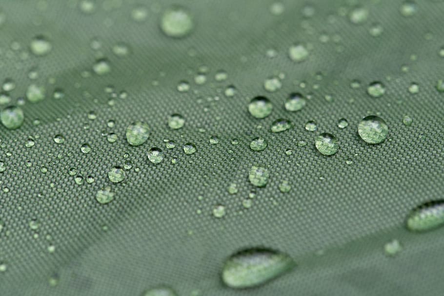 água, gotículas, clima, macro, reflexão, molhado, barraca, verde, tecido, chuva
