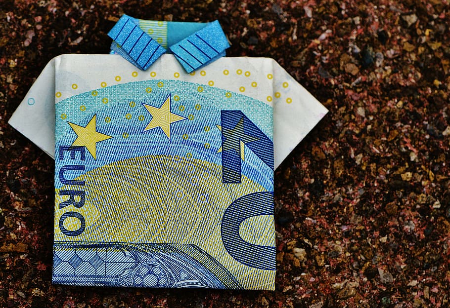 Банкнота 20 евро, последняя рубашка, долларовая купюра, 20 евро, сложенная, подарок, деньги, валюта, евро, денежные средства и их эквиваленты