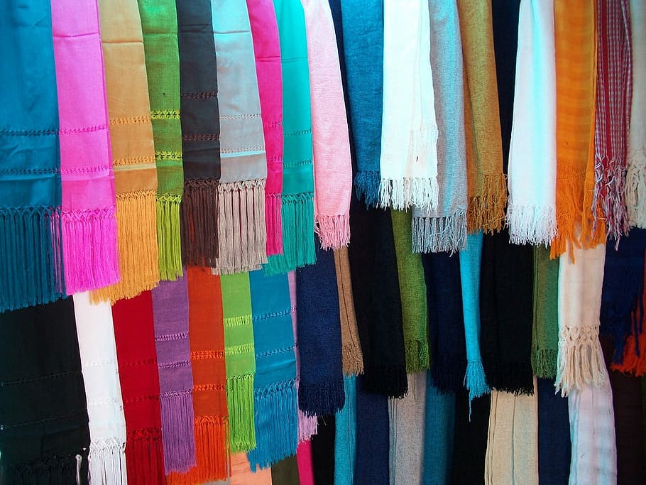 Shawls, Craft, Colors, Clothing, multi colored, variation, colorful, choice, retail, hanging