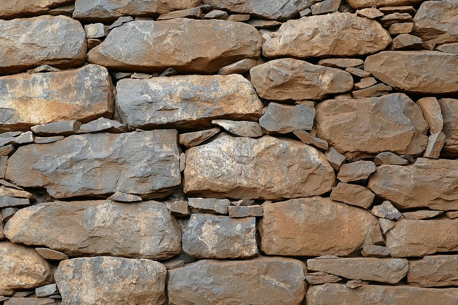 Wall, Stones, Brown, Stone, grey, brown, stone, bricked, closed, end, background