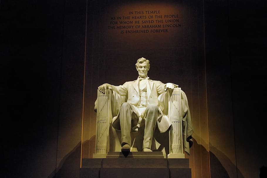 Estados Unidos, Abraham Lincoln, memorial, presidente, estatua, lugar famoso, escultura, monumento, Washington DC, representación humana