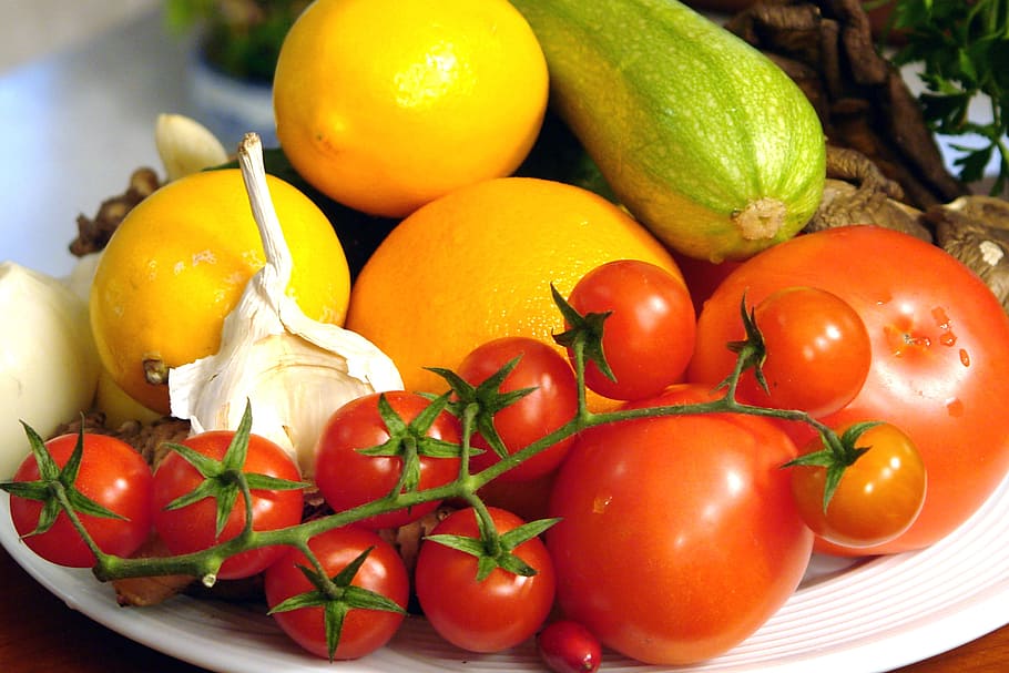 plate, Fruits, Vegetables, Food, Green, Tomato, green, tomato, healthy, diet, juicy
